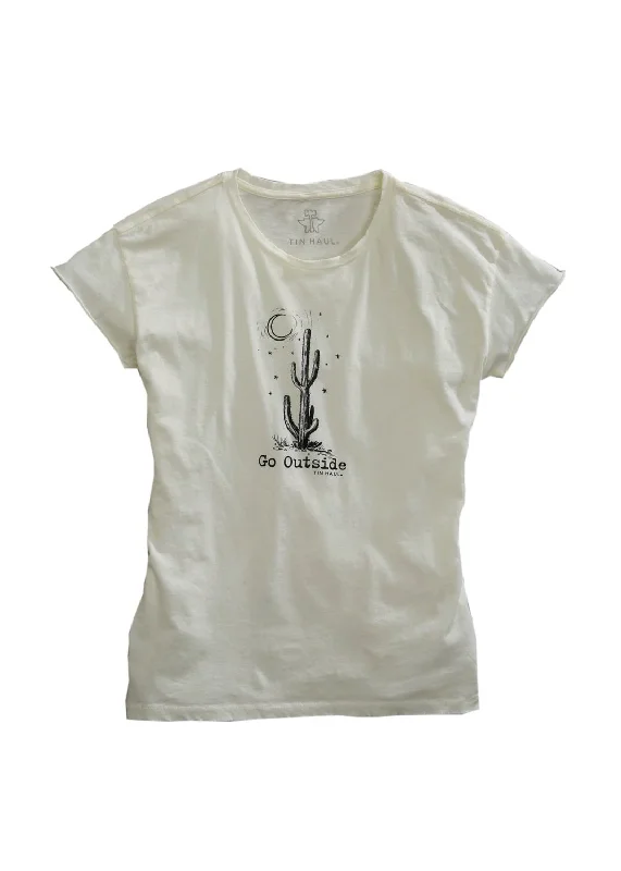 Elegant Fit Tin Haul Womens White 100% Cotton Go Outside S/S T-Shirt