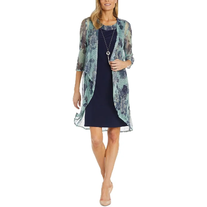Smart Casuals Petites Womens Metallic Floral Print Open-Front Blazer