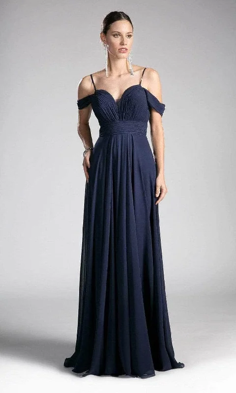 All-Day Wear Ladivine CJ241 - Plunging Sweetheart Cold Shoulder Chiffon Gown