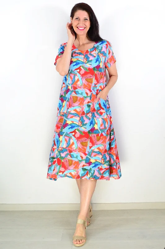 Stylish Sneakers Colourful Short Sleeve Print Tunic Dress