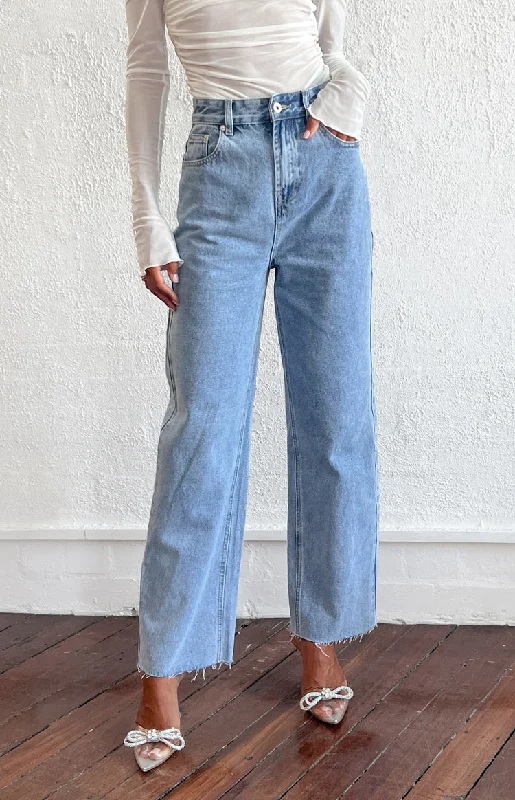 Loose Fit Ronnie Light Wash Denim Straight Leg Jeans