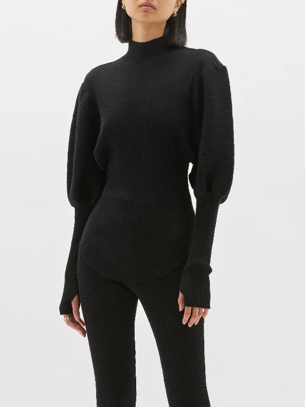 Fashion Must-have voluminous sleeve rib top