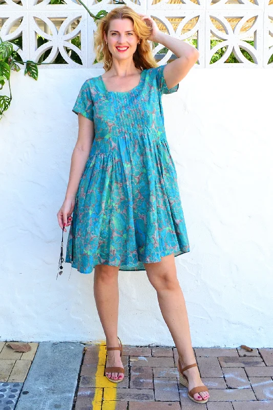 Relaxed Fit Wear Emerald Aqua Abstract Tunic Dress