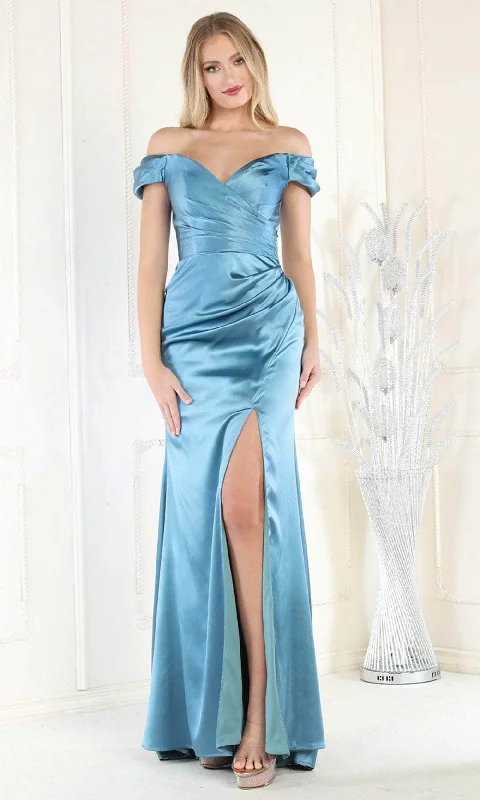 Effortless Looks May Queen MQ1997 - Off-Shoulder Ruched Detail Prom Dress