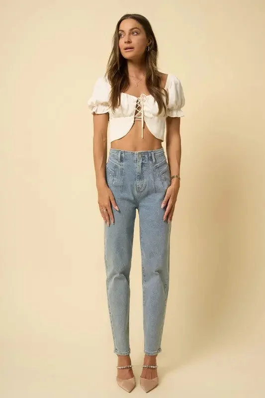 Timeless Outfits High Waist Seamed Tapered Jeans