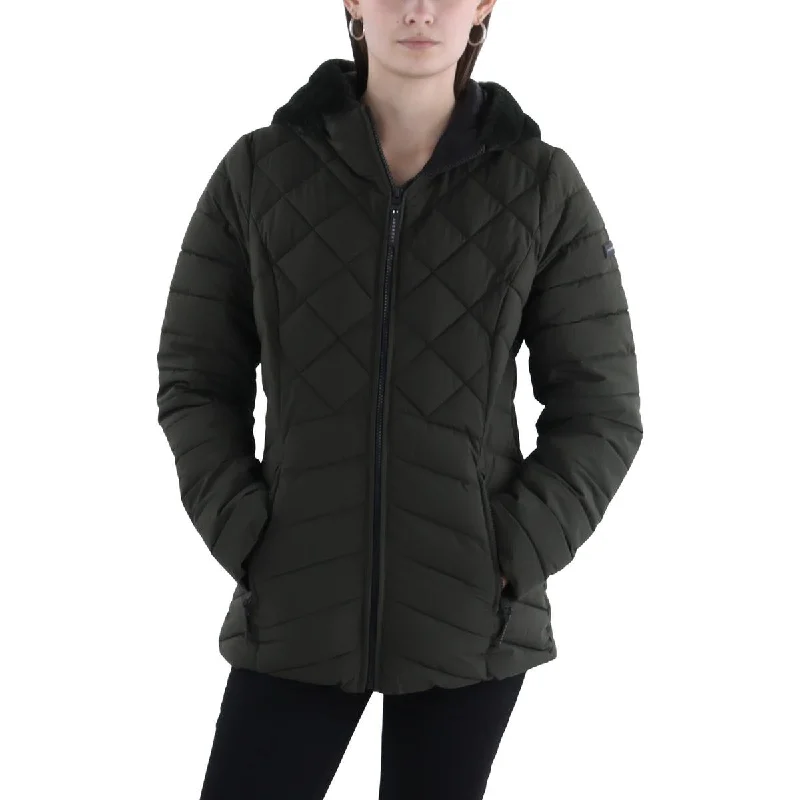 Soft Layers Laundry by Shelli Segal Womens Quilted Hooded Puffer Jacket