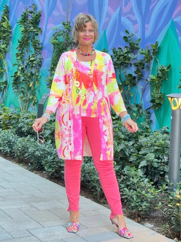 Trendy Traveler ETHYL PINK WATERFALL CARDIGAN