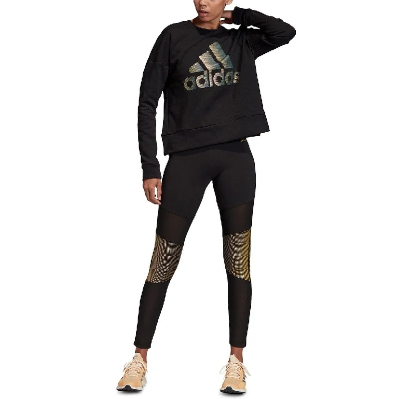 Luxury Classic Adidas Women's Glam-Logo Sweatshirt Black Size Large