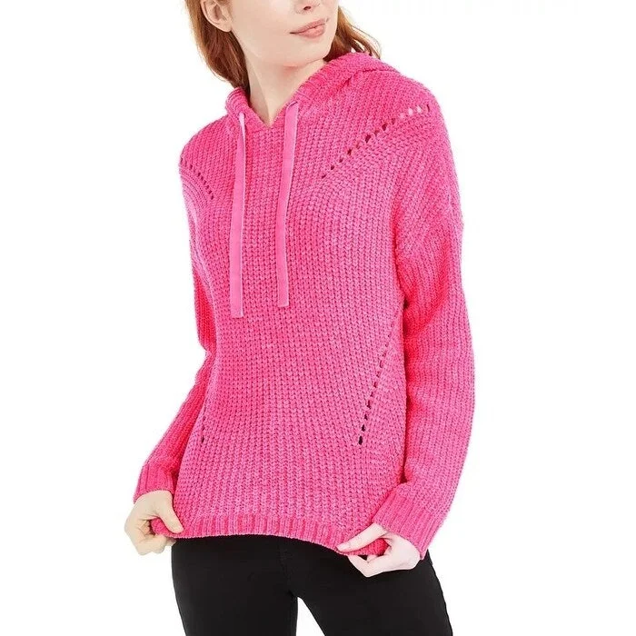 Cool Summer American Rag Juniors' Chenille Hoodie Bright Pink Size Small