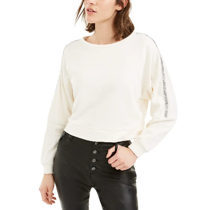 Classic Retro Bar III Women's Shine Stripe Sweatshirt White Size Large