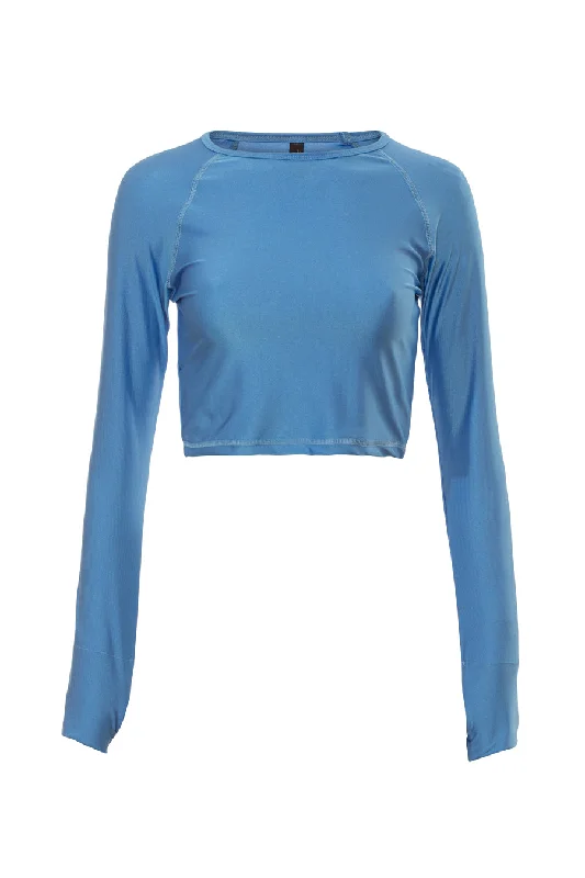 Casual Chic Looks Blue Metallic long sleeve shirt