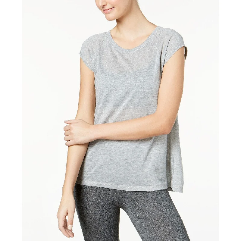 Simple And Comfortable Calvin Klein Performance Women's Cap-Sleeve Strappy-Back T-Shirt Grey Size Medium - M