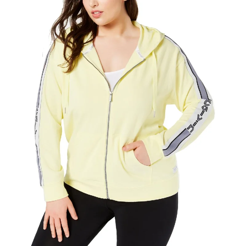 Flexible Styles Calvin Klein Performance Womens Plus Striped Fitness Hoodie