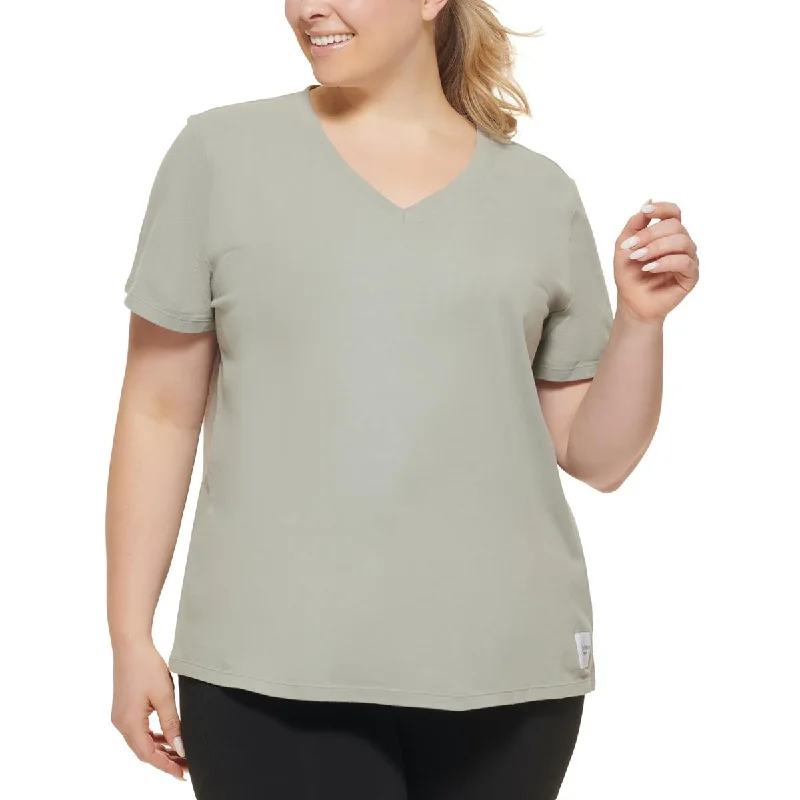 Flexible Styles Calvin Klein Performance Womens Plus V-Neck Fitness Pullover Top