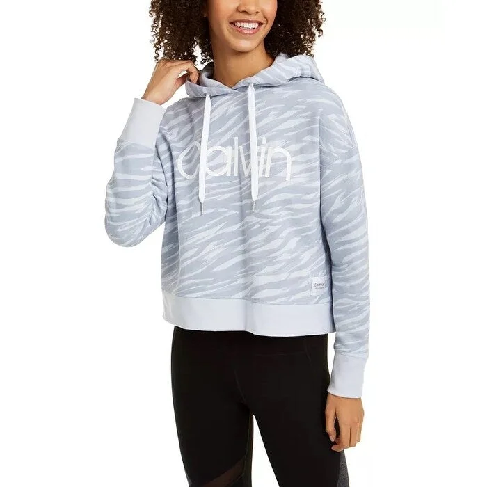 Modern Comfort Calvin Klein Women's Performance Zebra Print Logo Hoodie Blue Size XXL Modern Comfort Calvin Klein Women's Performance Zebra Print Logo Hoodie Blue Size XXL