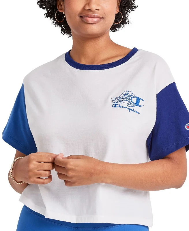Casual Denim Champion Womens Colorblocked Cropped T-Shirt