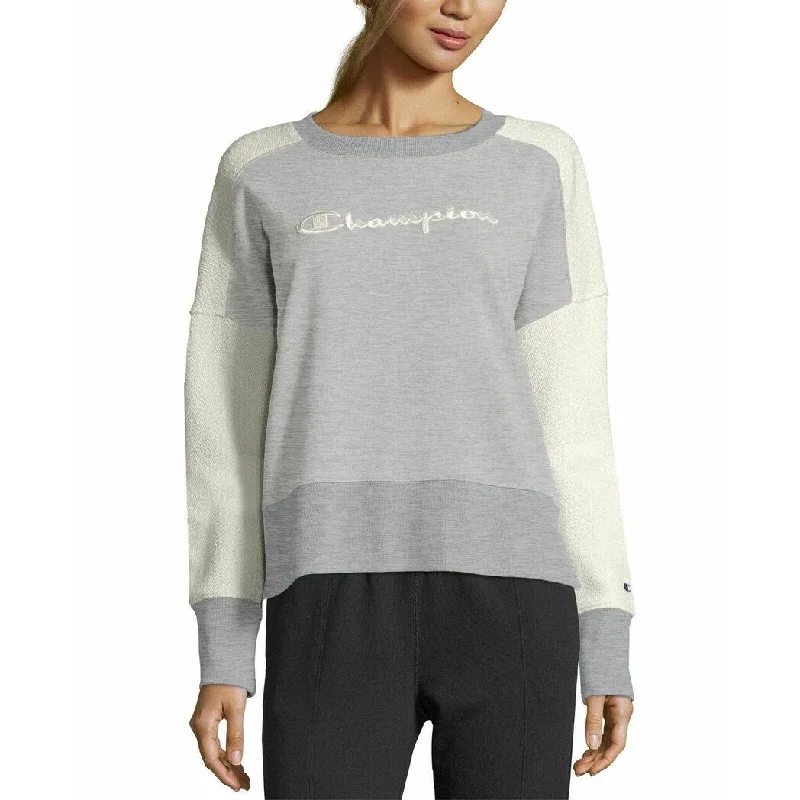 Warm And Comfortable Champion Women's Heritage Cotton Mixed Texture Sweatshirt Grey Size S - Small Warm And Comfortable Champion Women's Heritage Cotton Mixed Texture Sweatshirt Grey Size S - Small