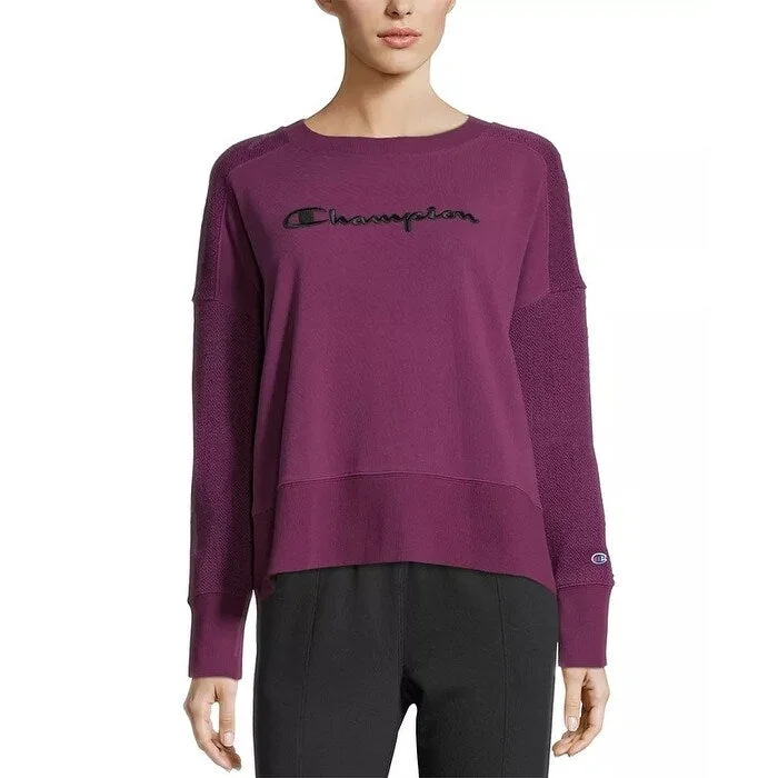 High-end Sense Champion Women's Heritage Mixed Texture Sweatshirt Purple Size PM - Petite Medium High-end Sense Champion Women's Heritage Mixed Texture Sweatshirt Purple Size PM - Petite Medium