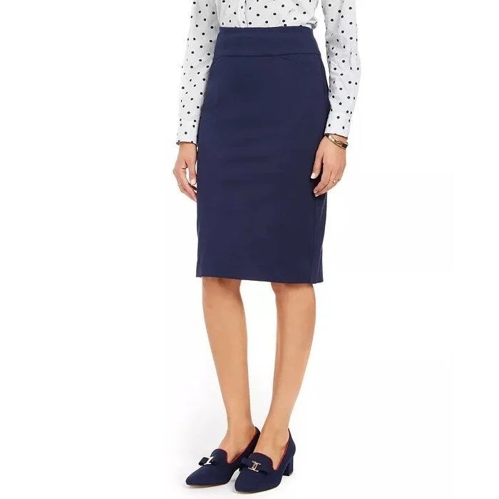 High Street Design Charter Club Women's Ponte-Knit Pencil Skirt Blue Size 4