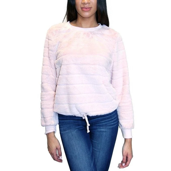 Cozy Fashion Trends Crave Fame Juniors' Faux-Faux Sweatshirt Pink Size Extra Small - XS Cozy Fashion Trends Crave Fame Juniors' Faux-Faux Sweatshirt Pink Size Extra Small - XS