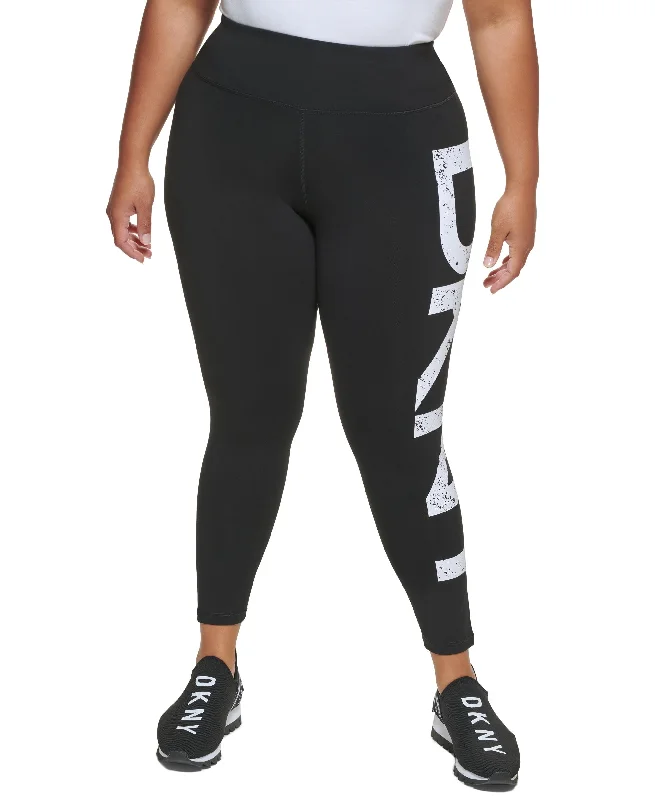 Warm Wear DKNY Sport Plus Size Distressed Logo 7/8 Leggings