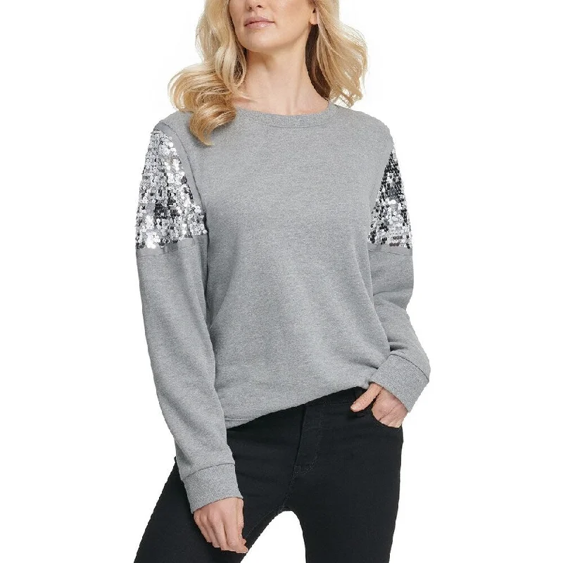 Fashion Innovation DKNY Women's Sequined Sweatshirt Gray Size Medium