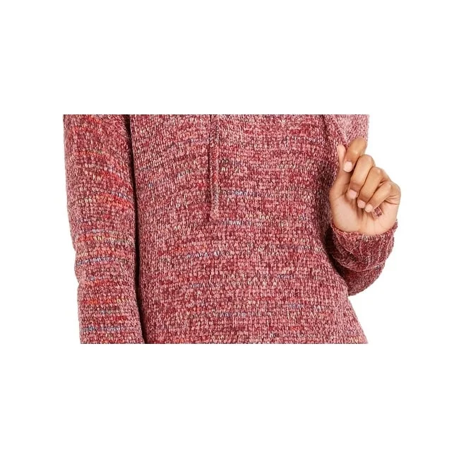 Comfortable Mind Hippie Rose Junior's Chenille Hoodie Purple Size Medium