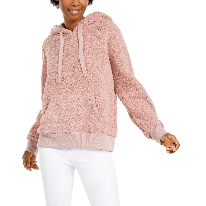 Comfortable Outfits Hippie Rose Junior's Sherpa Hoodie Pink Size X-Small - XS