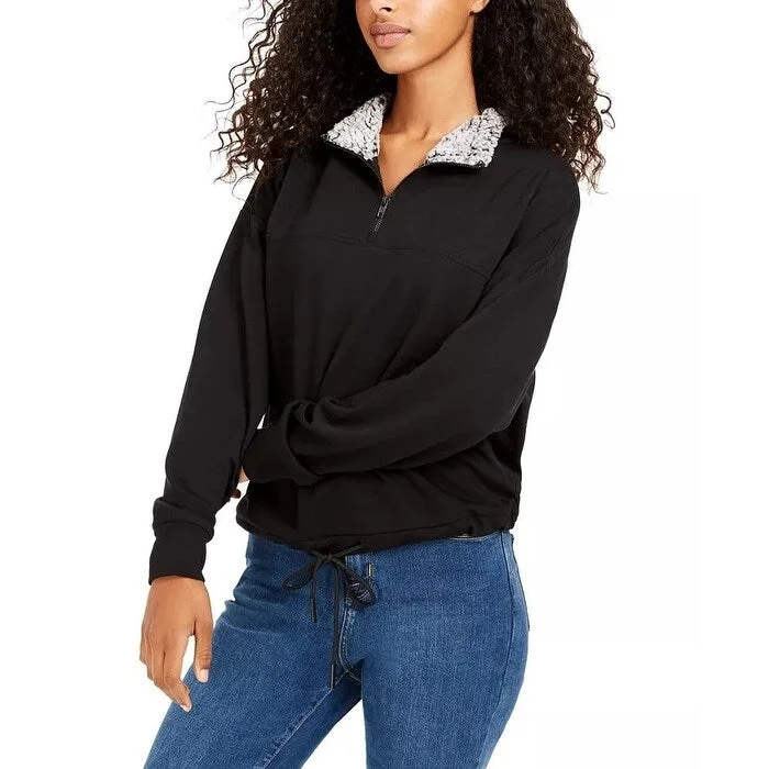 Timeless Outfits Hippie Rose Juniors' Sherpa Lined Quarter-Zip Sweatshirt Black Size X-Small - XS Timeless Outfits Hippie Rose Juniors' Sherpa Lined Quarter-Zip Sweatshirt Black Size X-Small - XS