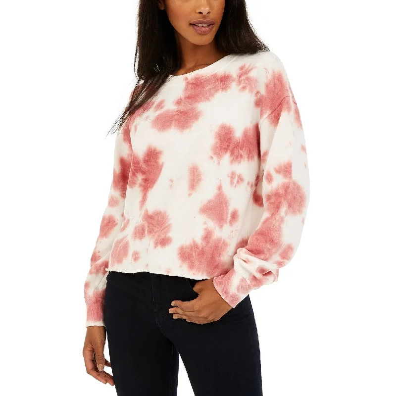 Elegant Dressing Hippie Rose Juniors' Tie-Dye Cropped Sweatshirt Dark Red Size X-Small - XS Elegant Dressing Hippie Rose Juniors' Tie-Dye Cropped Sweatshirt Dark Red Size X-Small - XS