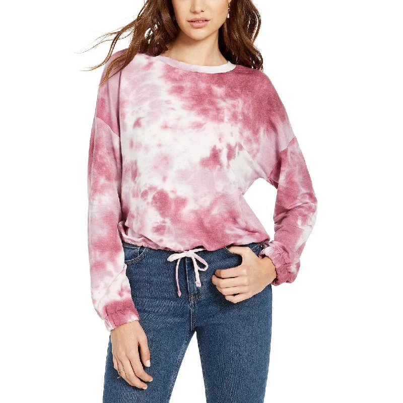 Fresh Comfort Hooked Up By IOT Juniors' Tie Dye Sweatshirt Pink Size Medium