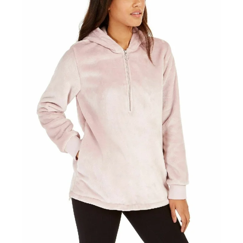 Personalized Design Ideology Women's Faux-Fur Quarter-Zip Hoodie Pink Size Medium