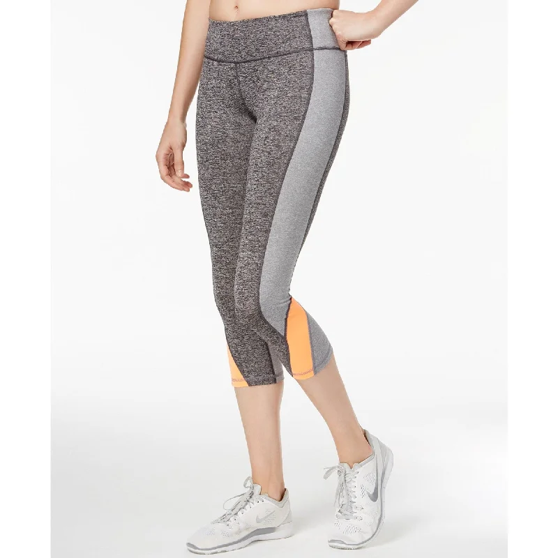 Exquisite Craftsmanship Ideology Women's Heathered Colorblocked Cropped Leggings Grey Size Small - S Exquisite Craftsmanship Ideology Women's Heathered Colorblocked Cropped Leggings Grey Size Small - S