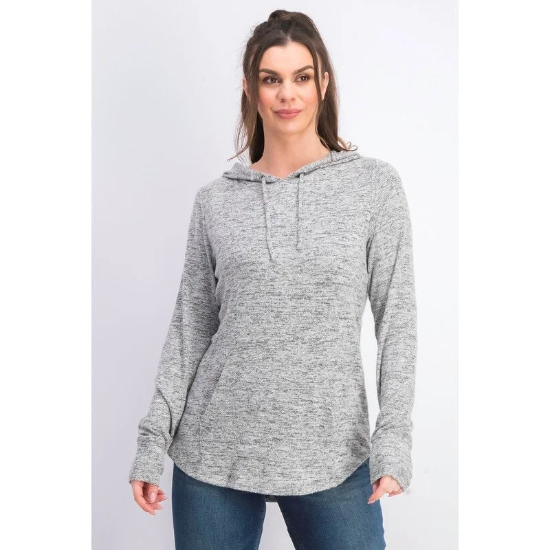Effortless Style Ideology Women's Mushy-Knit Hoodie Silver Size X-Small