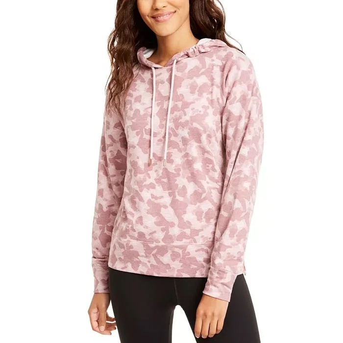 Warm Wear Ideology Women's Zip-Hem Shimmer Hoodie Pink Size Medium