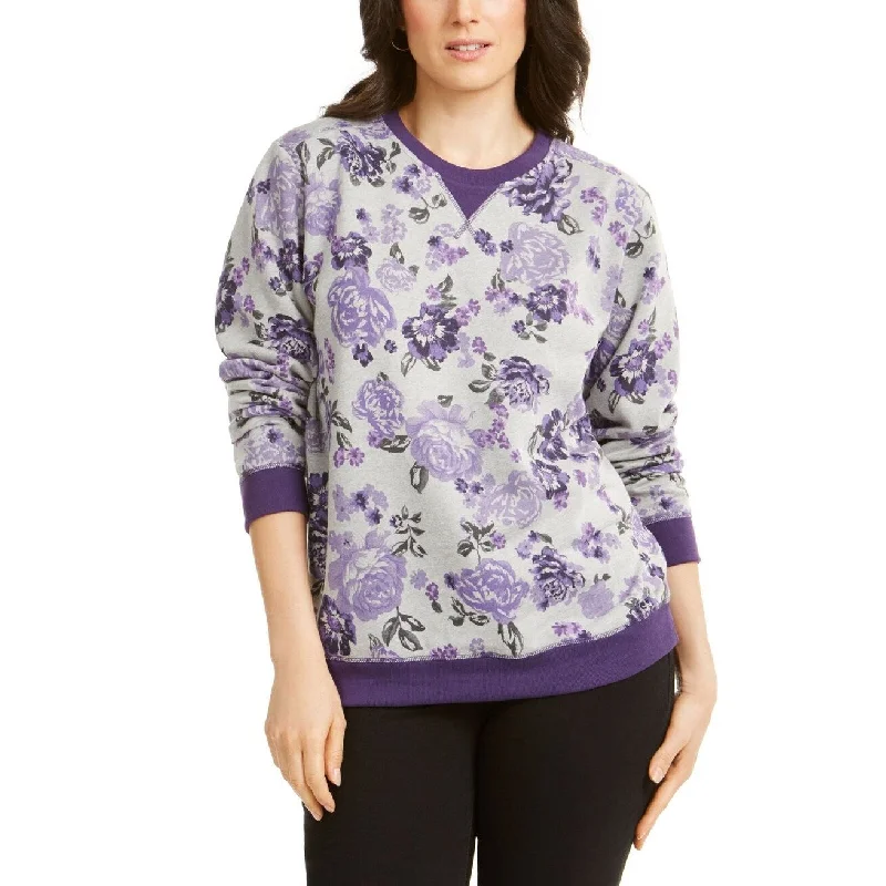 Cozy Chic Trends Karen Scott Women's Floral-Print Fleece Sweatshirt Cassis Size Medium Cozy Chic Trends Karen Scott Women's Floral-Print Fleece Sweatshirt Cassis Size Medium