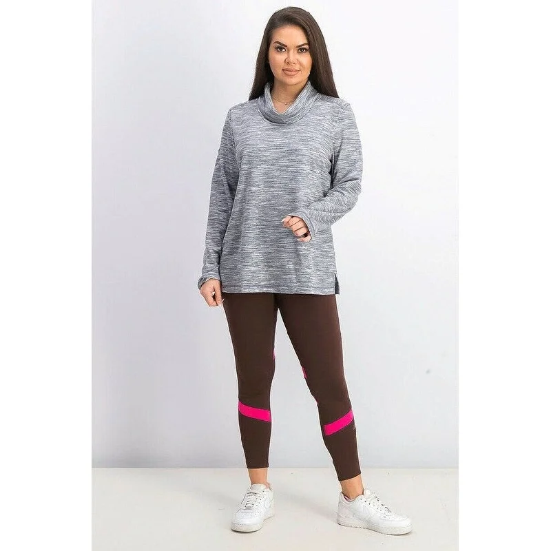 Bottom And Versatile Karen Scott Women's Sport Space-Dyed Cowlneck Top Navy Size Large Bottom And Versatile Karen Scott Women's Sport Space-Dyed Cowlneck Top Navy Size Large