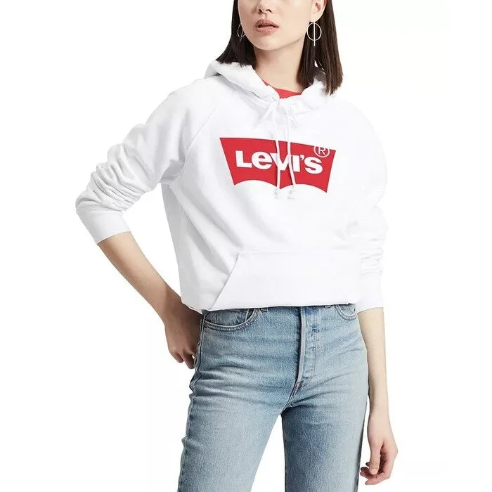 Breezy Outfits Levi's Women's Cropped Graphic Hoodie White Size X-Small