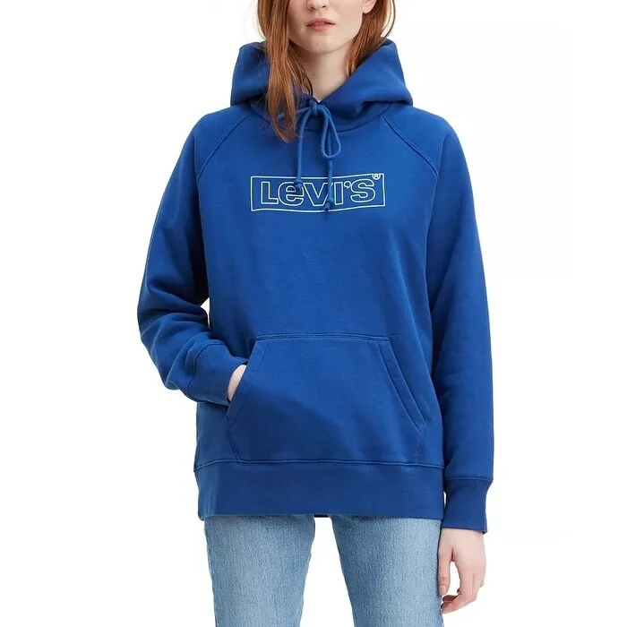 Classic Retro Levi's Women's Graphic Sport Hoodie Navy Size XX-Large