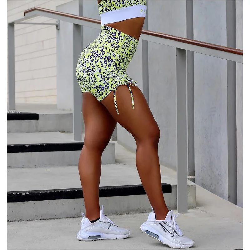 Low-key Luxury Lime Leopard Print Scrunch Bum Shorts