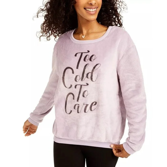 Playful Style Love Tribe Juniors' Too Cold To Care Plush Sweatshirt Purple Size XL - X-Large Playful Style Love Tribe Juniors' Too Cold To Care Plush Sweatshirt Purple Size XL - X-Large