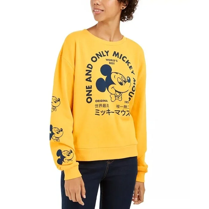 All-Day Outfits Mad Engine Junior's Disney Mickey Mouse Graphic Sweatshirt Gold Size S - Small All-Day Outfits Mad Engine Junior's Disney Mickey Mouse Graphic Sweatshirt Gold Size S - Small