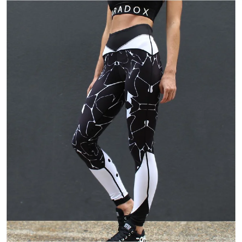 Sports And Leisure Mono Print Paneled Tights