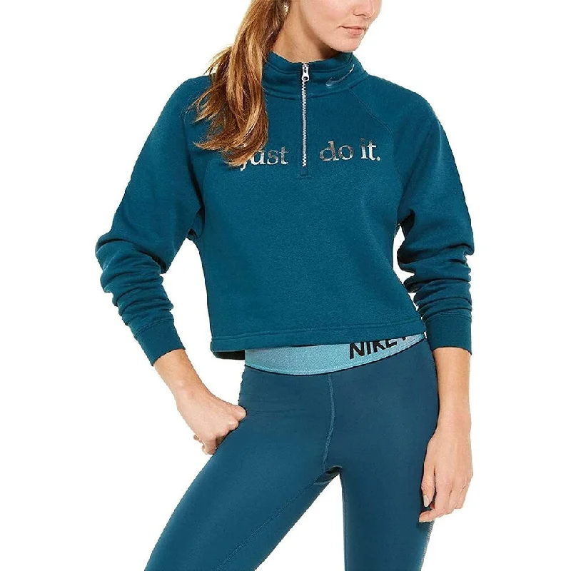 Energy Wear Nike Women's Sportswear Shine Metallic-Graphic Half-Zip Top Blue Size Medium Energy Wear Nike Women's Sportswear Shine Metallic-Graphic Half-Zip Top Blue Size Medium