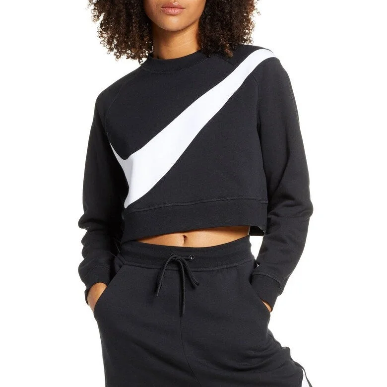 Versatile Items Nike Women's Sportswear Swoosh Cropped Crewneck Sweatshirt Black Size Medium Versatile Items Nike Women's Sportswear Swoosh Cropped Crewneck Sweatshirt Black Size Medium