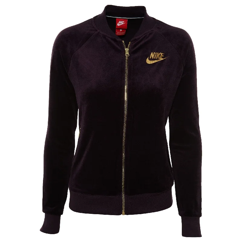 Innovative Design Nike Women's Velour Zip Jacket Port Wine/Metallic Gold Sweatshirt Size Medium Innovative Design Nike Women's Velour Zip Jacket Port Wine/Metallic Gold Sweatshirt Size Medium