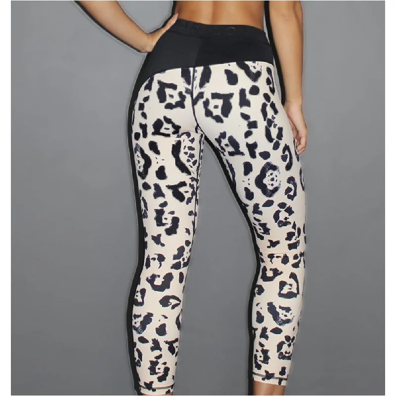 New Products Nude Leopard Print Curved Seam Tights