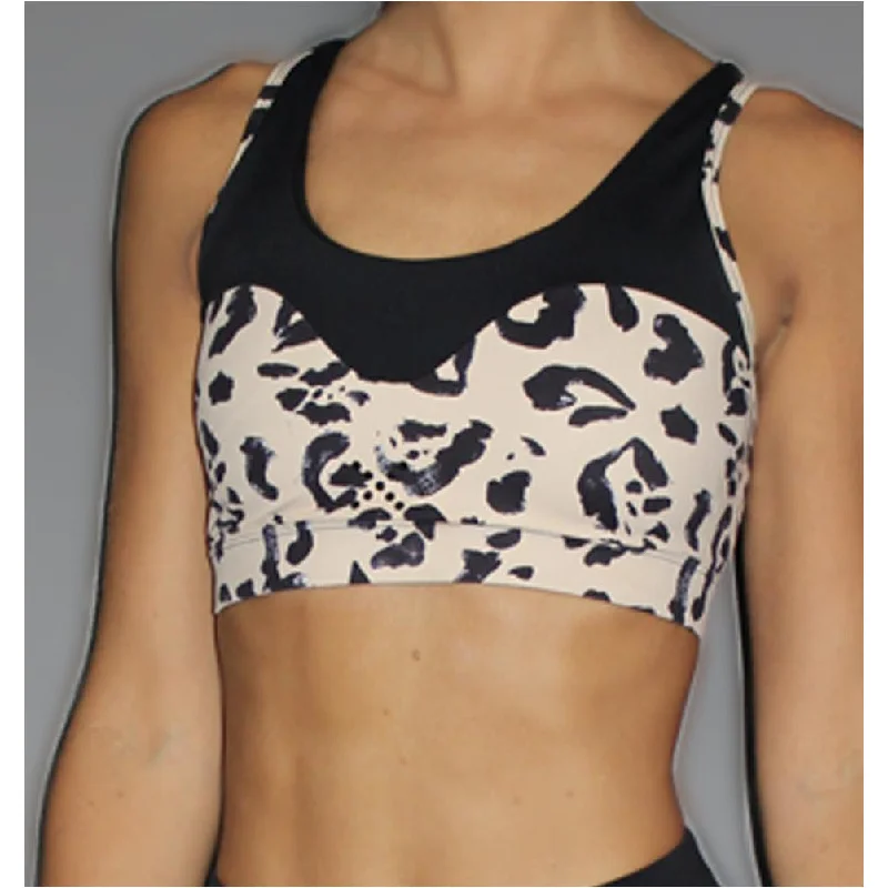 Celebrity Style Nude Leopard Print Sports Bra