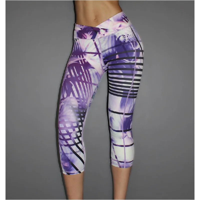 Classic Style Orchid Print 3/4 Length Tights