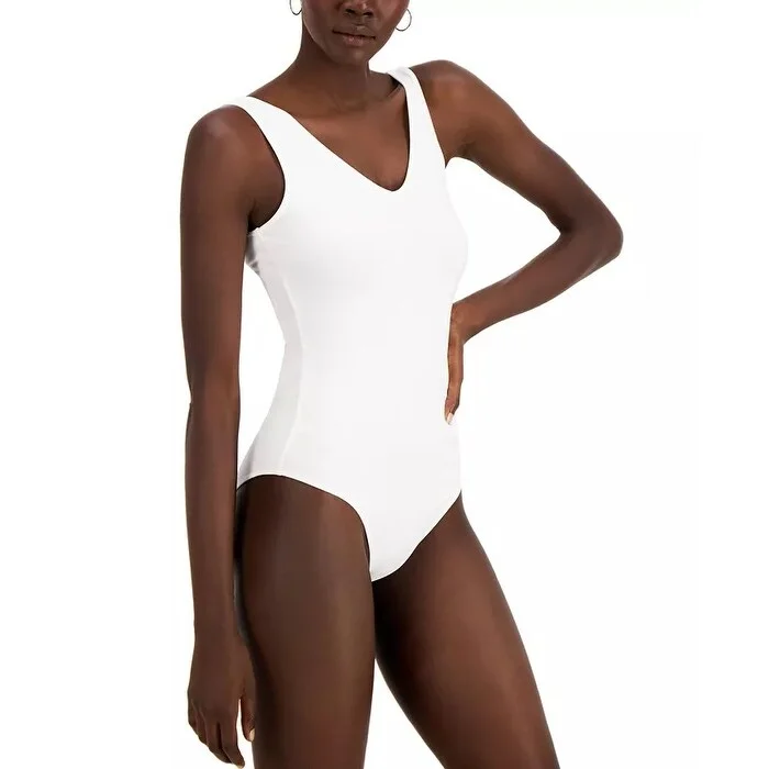 Luxury And Elegant Palette Women's V-Neck Bodysuit White Size X-Large - XL